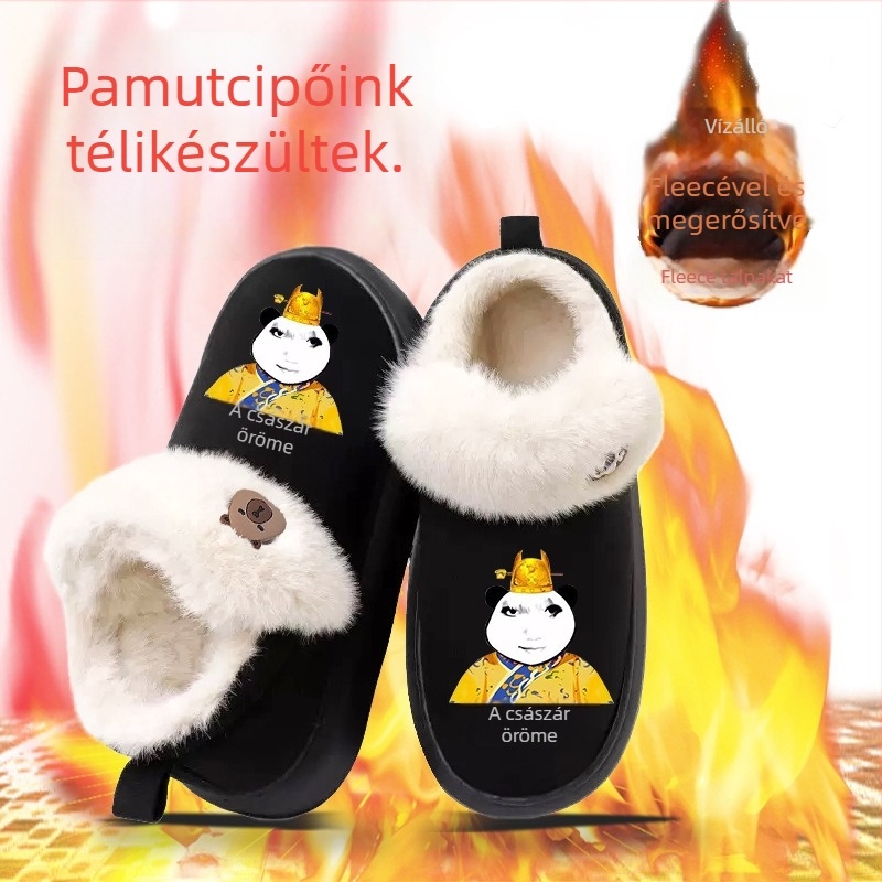 Uniszex gyerek téli bakancs plüss bélésével, suede felsőrész, cartoon minta, EVA talp, vastag talp (téli 2025 kiadás)