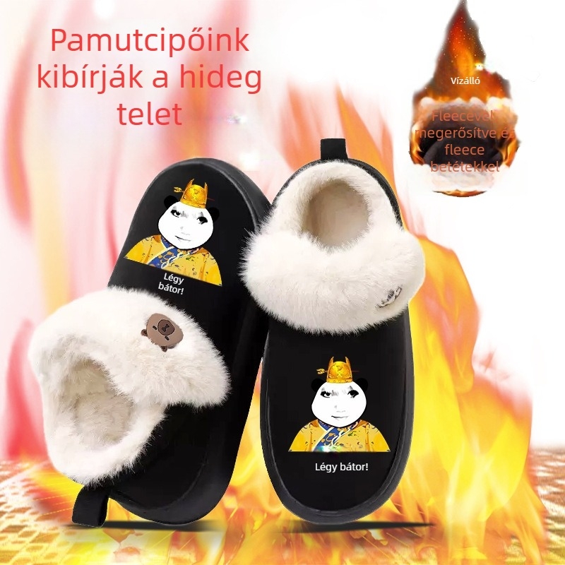 Uniszex gyerek téli bakancs plüss bélésével, suede felsőrész, cartoon minta, EVA talp, vastag talp (téli 2025 kiadás)