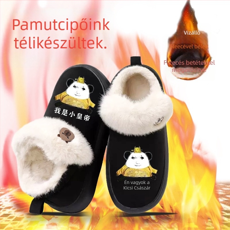 Uniszex gyerek téli bakancs plüss bélésével, suede felsőrész, cartoon minta, EVA talp, vastag talp (téli 2025 kiadás)