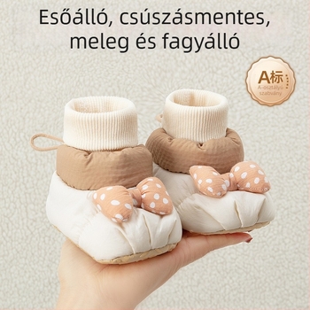 Baba pamutcipő fleece-beléssel, őszi–téli szezonra, vastag, puha talppal, meleg járócipő csúszásmentes talppal