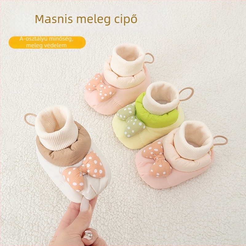 Baba pamutcipő fleece-beléssel, őszi–téli szezonra, vastag, puha talppal, meleg járócipő csúszásmentes talppal