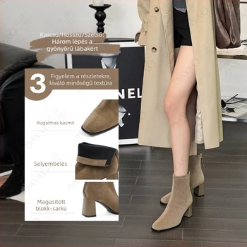 Suede bőrű női Martin csizma hátul cipzárral, középmagas szár, 3–5 cm-es sarok