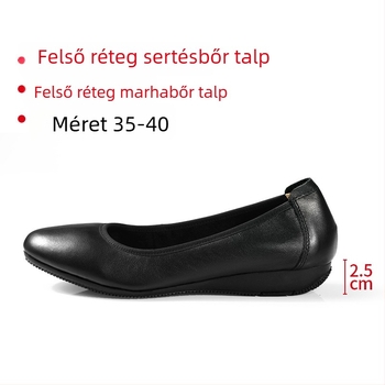Női magas sarkú cipő kerek orral, bőr felsőrész, középmagas sarkú 3–6 cm, gumitalp, irodai viselet