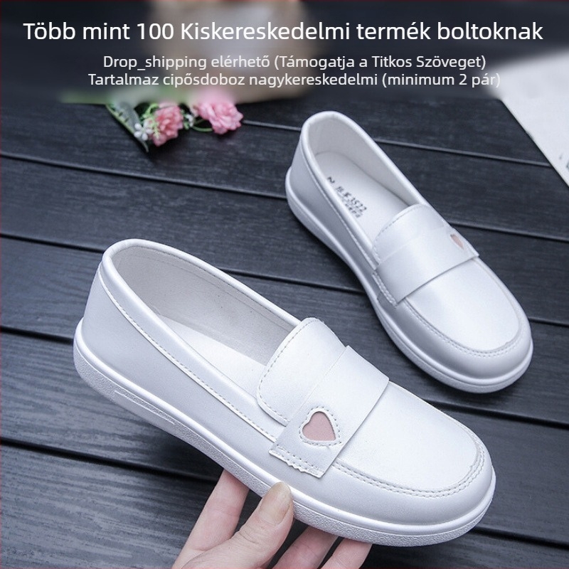 Női ápolói cipő, PU felső rész, lélegző, slip-on, alacsony sarkú 1–3 cm, csúszásmentes