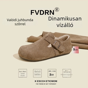 Női Slip-On Cipő – Velúr bőr felsőrész, belső talp juhgyapjú integrált, alacsony sarkú 1–3 cm