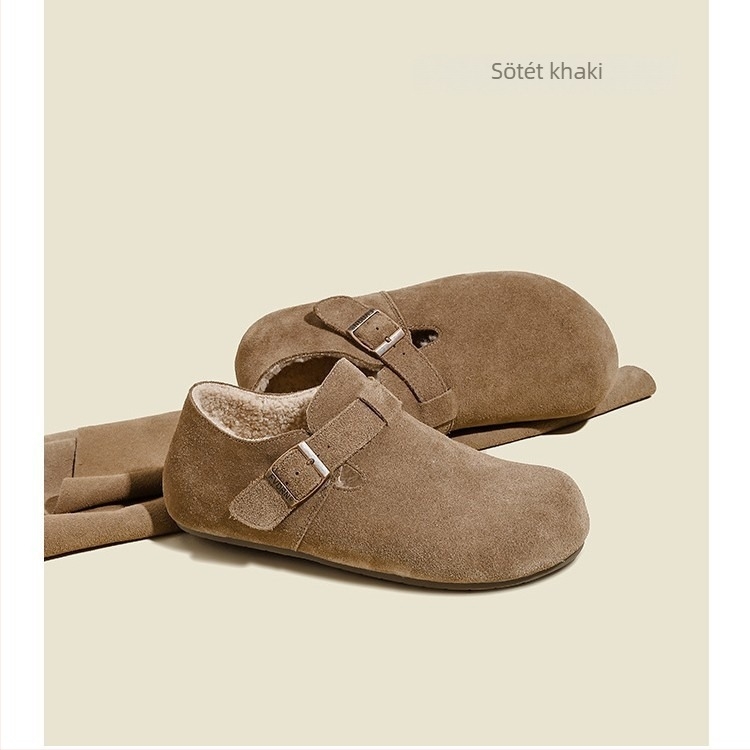 Női Slip-On Cipő – Velúr bőr felsőrész, belső talp juhgyapjú integrált, alacsony sarkú 1–3 cm