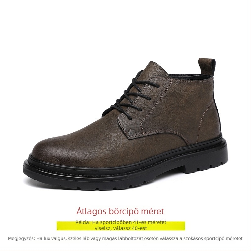 Férfi Martin bakancs split bőrből, gumitalppal, PU talpbetét, textil bélés, brit stílusú, mindennapi munkára alkalmas
