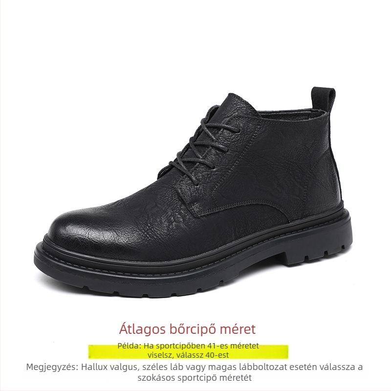 Férfi Martin bakancs split bőrből, gumitalppal, PU talpbetét, textil bélés, brit stílusú, mindennapi munkára alkalmas