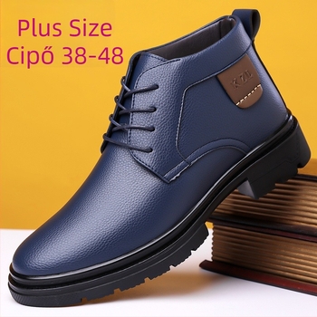 Férfi téli csizma, felső rész szuper rost, vízálló gumitalp, belső műszőrme bélés, középmagas szár, casual stílus