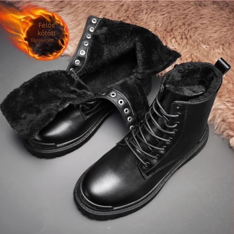 Férfi Martin csizma, brit stílus, magas szárú, őszi-téli, PU felső rész