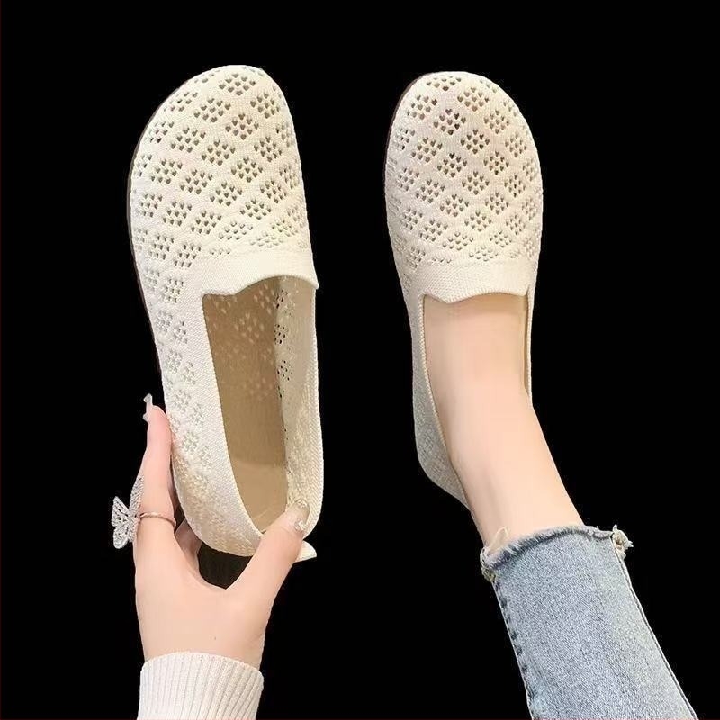 Női légáteresztő hálós cipő, slip-on, alacsony felső rész, PVC-öntött talp, textile talpbetét, nyár–tavasz
