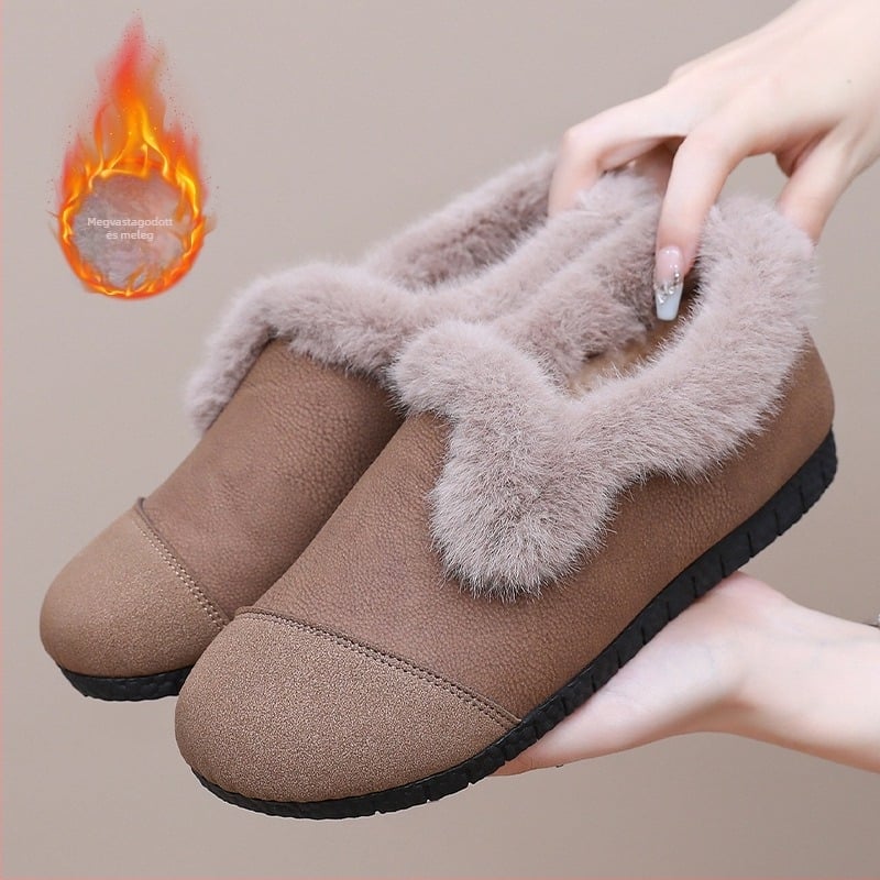 Téli kismama Slip-On cipők, fleece-béléssel, felső része szintetikus bőr, kerek orr, csúszásmentes talp