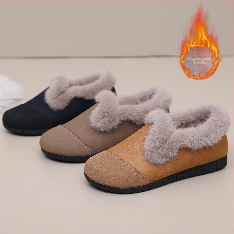 Téli kismama Slip-On cipők, fleece-béléssel, felső része szintetikus bőr, kerek orr, csúszásmentes talp