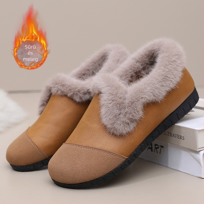 Téli kismama Slip-On cipők, fleece-béléssel, felső része szintetikus bőr, kerek orr, csúszásmentes talp