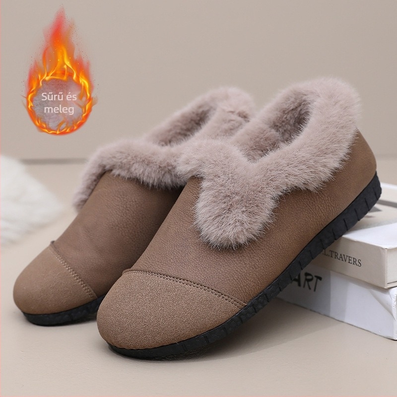 Téli kismama Slip-On cipők, fleece-béléssel, felső része szintetikus bőr, kerek orr, csúszásmentes talp
