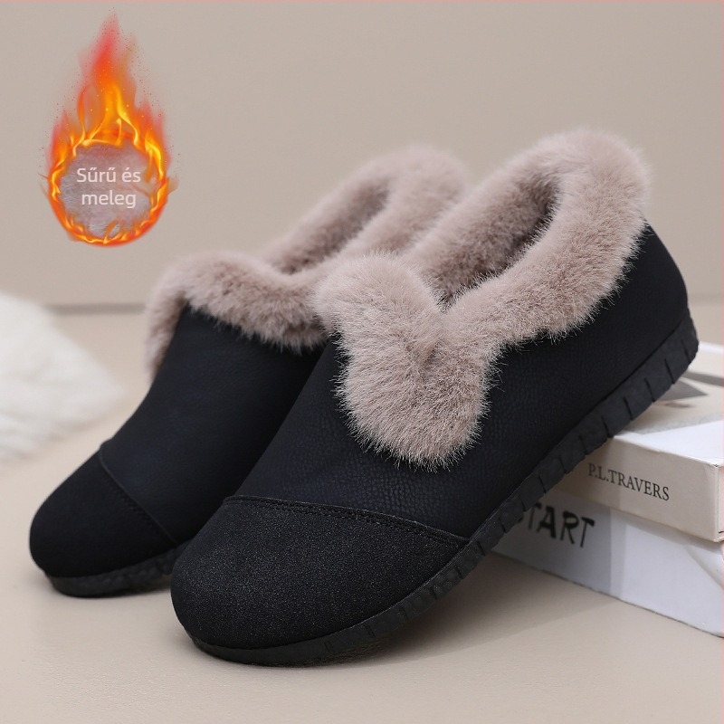 Téli kismama Slip-On cipők, fleece-béléssel, felső része szintetikus bőr, kerek orr, csúszásmentes talp