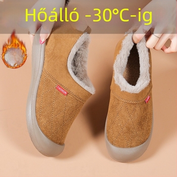 Női téli vízálló velúr slip-on bakancs, fleece bélés, alacsony talpú