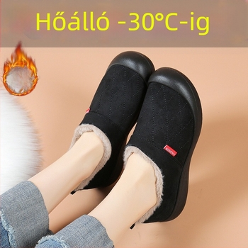 Női téli vízálló velúr slip-on bakancs, fleece bélés, alacsony talpú