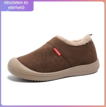 Női téli vízálló velúr slip-on bakancs, fleece bélés, alacsony talpú