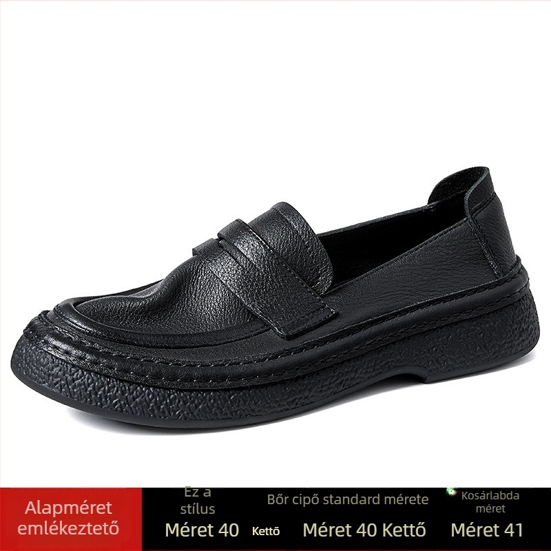 Férfi casual loaferek bőrből, kerek orrú - slip-on kivitel, légáteresztő bőr, gumitalp