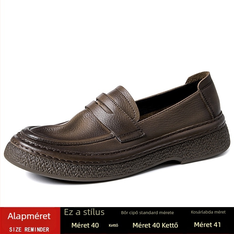 Férfi casual loaferek bőrből, kerek orrú - slip-on kivitel, légáteresztő bőr, gumitalp
