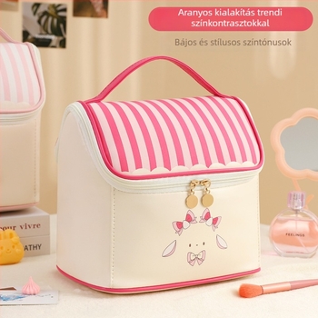 Kozmetikai táska kocka alakú, PU anyagból, vízálló és bővíthető a kozmetikai tároláshoz