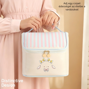 Kozmetikai táska kocka alakú, PU anyagból, vízálló és bővíthető a kozmetikai tároláshoz