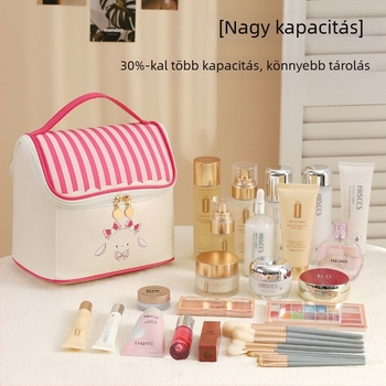 Kozmetikai táska kocka alakú, PU anyagból, vízálló és bővíthető a kozmetikai tároláshoz