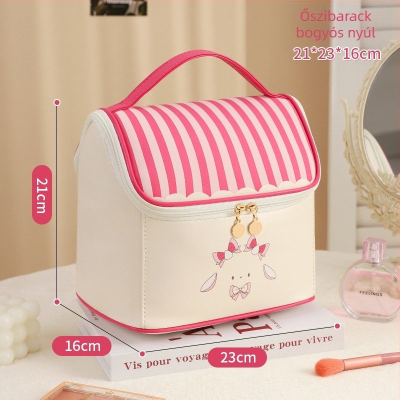 Kozmetikai táska kocka alakú, PU anyagból, vízálló és bővíthető a kozmetikai tároláshoz