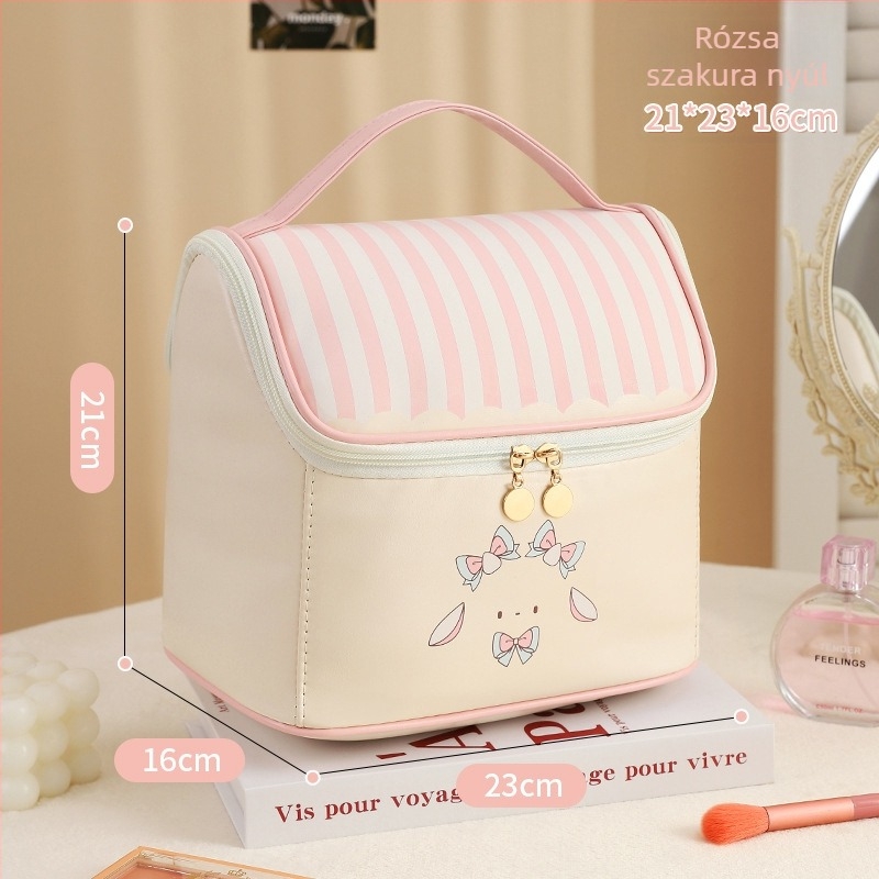 Kozmetikai táska kocka alakú, PU anyagból, vízálló és bővíthető a kozmetikai tároláshoz