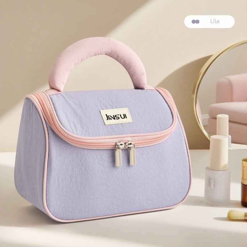Utazási kozmetikai táska elválasztó rekeszekkel, nagy kapacitású, cipzár, poliészter