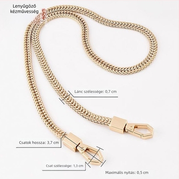 PU anyagú táska pánt, fém lánccal — váll- vagy keresztpánt (Anyag: PU; Kategória: Táska pánt/ vállpánt; Márka: Other)