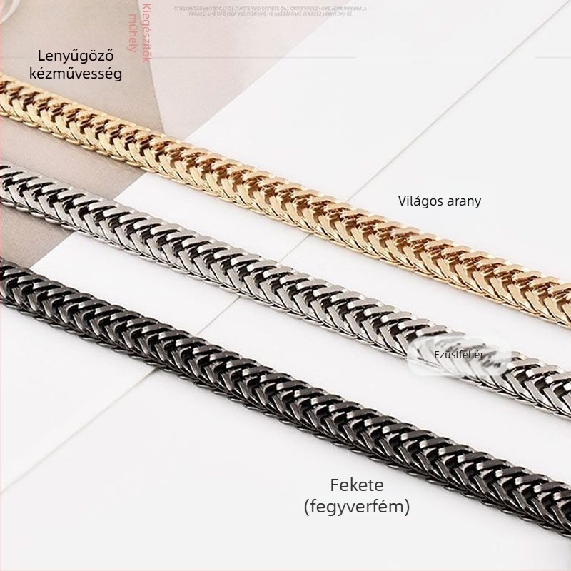 PU anyagú táska pánt, fém lánccal — váll- vagy keresztpánt (Anyag: PU; Kategória: Táska pánt/ vállpánt; Márka: Other)