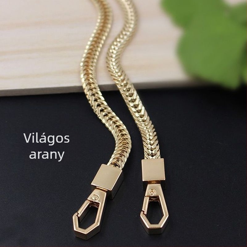 PU anyagú táska pánt, fém lánccal — váll- vagy keresztpánt (Anyag: PU; Kategória: Táska pánt/ vállpánt; Márka: Other)