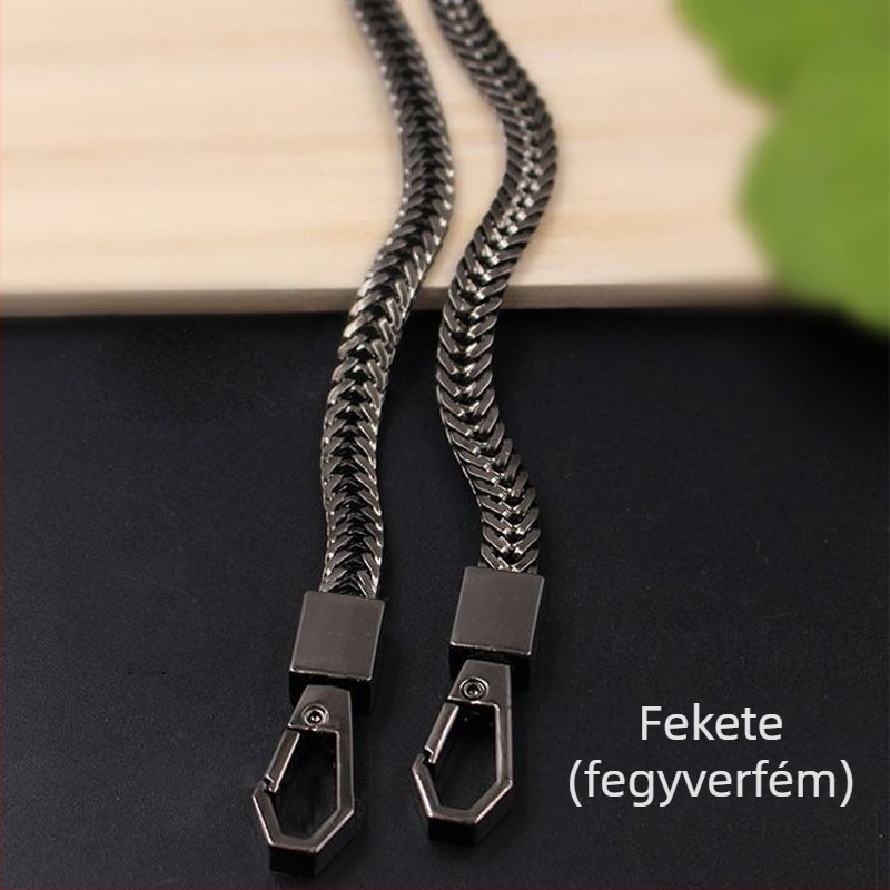 PU anyagú táska pánt, fém lánccal — váll- vagy keresztpánt (Anyag: PU; Kategória: Táska pánt/ vállpánt; Márka: Other)