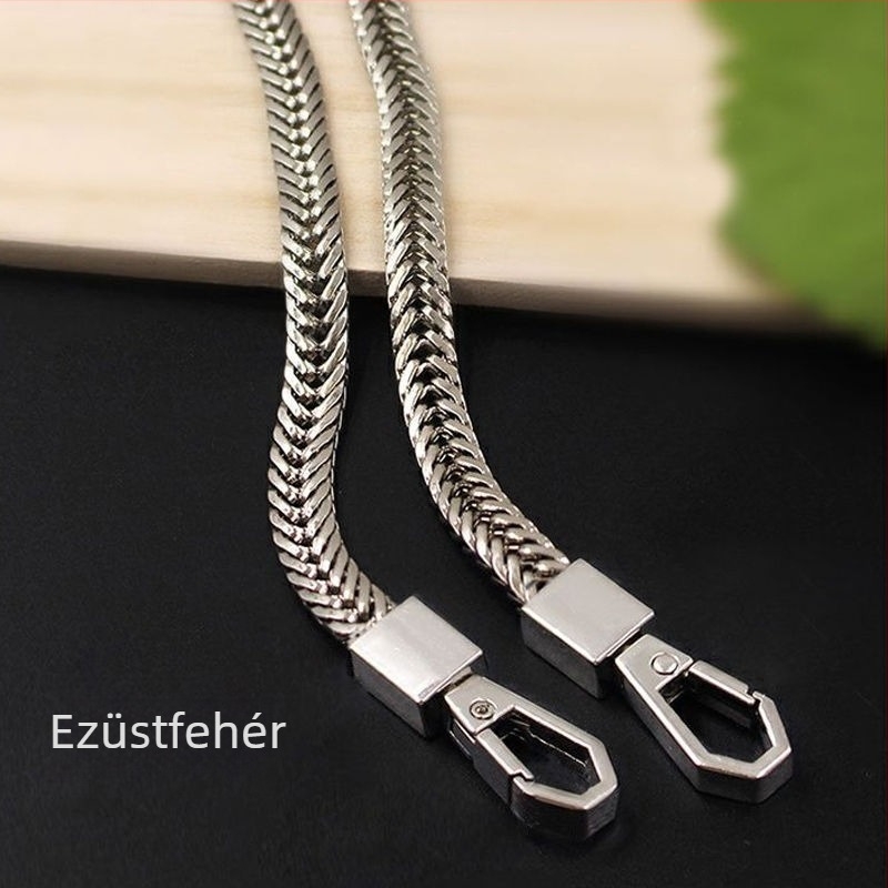 PU anyagú táska pánt, fém lánccal — váll- vagy keresztpánt (Anyag: PU; Kategória: Táska pánt/ vállpánt; Márka: Other)