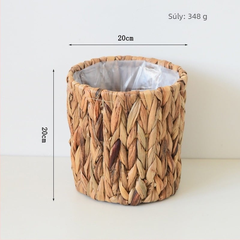 Szalmaszálból készült virágtartó kosár — kézzel készített, szövés, függő dísz (Material: Straw; Craft: Handmade; Process: Weave; Category: Flowerpot; Hanging form: Ornaments)