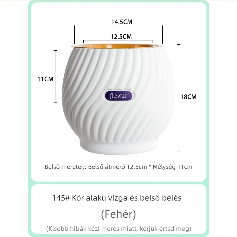 Nordic stílusú önöntöző virágtartó, műanyag gyantából, asztali vagy álló kivitelben, irodába és otthonra