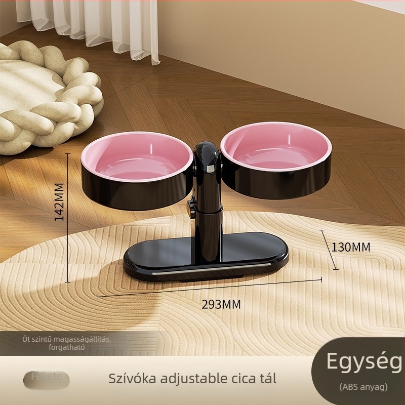 Kétszemélyes macska tál szívókoronggal – állítható, forgatható, falra szerelhető, műanyagból (Anyag: műanyag; Cél: macska; Kategória: háziállatok etetőedényei; Nincs automata etetés; Márka: Independent)