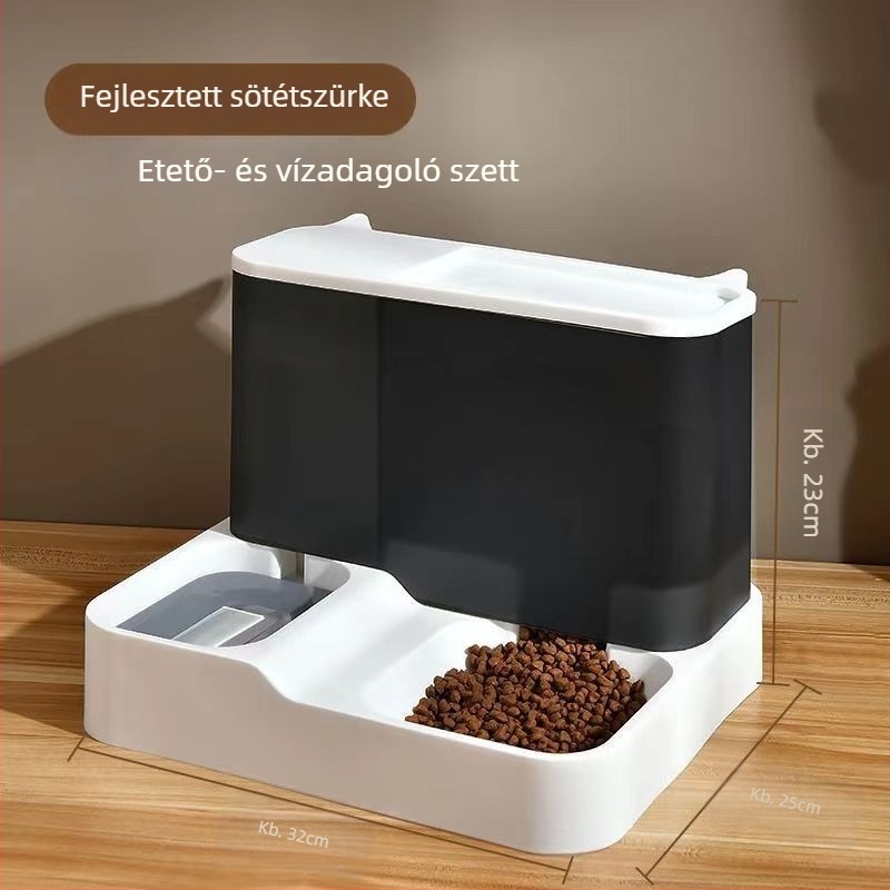 Macska automata etető és vízadagoló – műanyag, teljes készlet, macskák számára