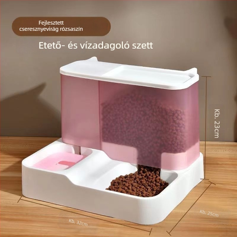 Macska automata etető és vízadagoló – műanyag, teljes készlet, macskák számára