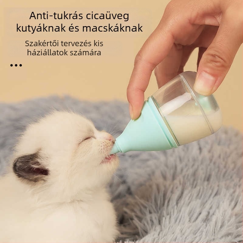 Macskáknak szóló etető cumisüveg — kézi etetés, Alkalmas macskáknak, Anyag: Egyéb