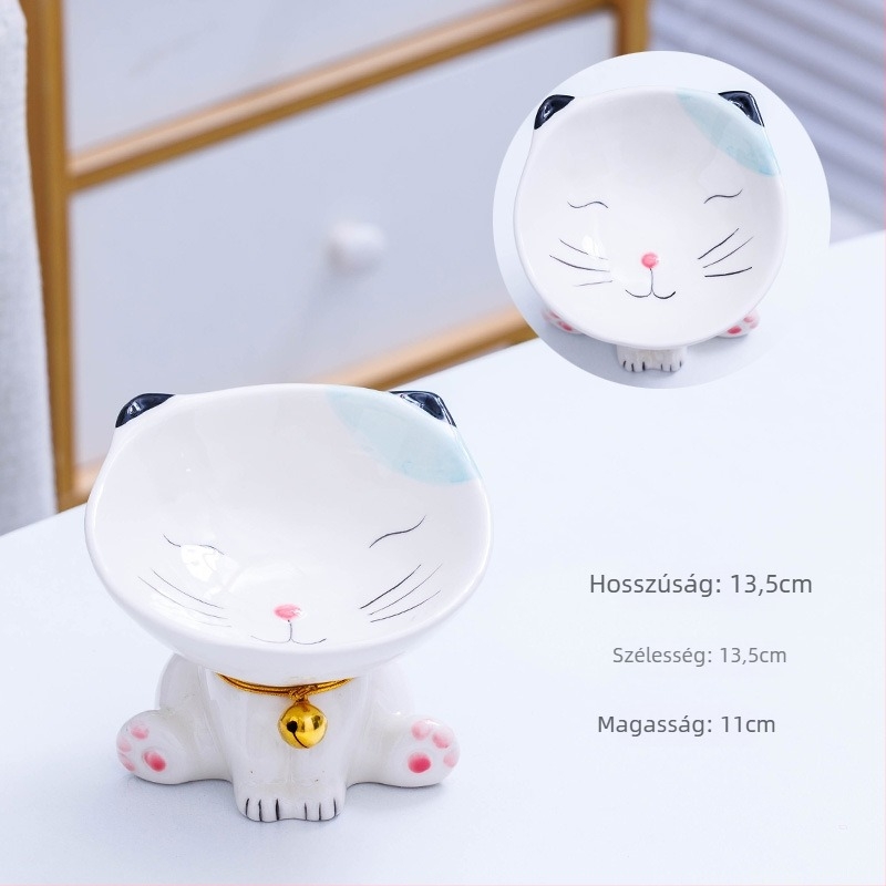 Kerámia macska tál macska arcú dizájn-nal, antiöntés