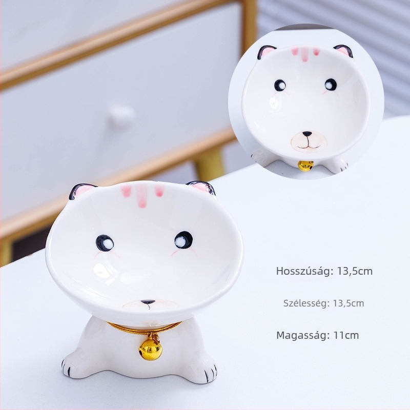 Kerámia macska tál macska arcú dizájn-nal, antiöntés