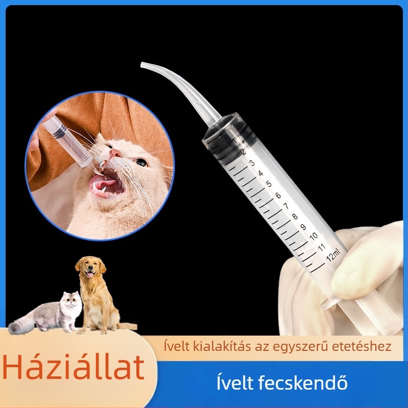 Macska etető szirinja — műanyag etető eszköz (Plastic; Cat; Brand: Through; Pet feeding tool)