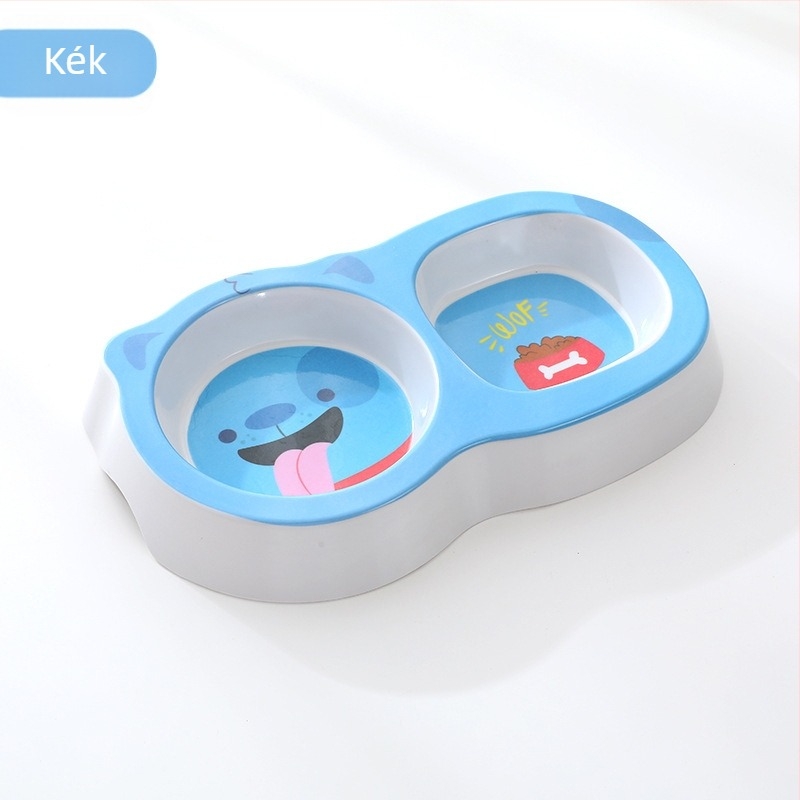 Dupla tál háziállatoknak karikatúra dizájnnal, négyzetes és kör alakú dizájn, melaminból, csúszásmentes, 300 g, Havo márka, macskáknak