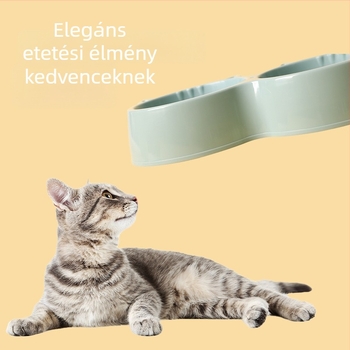 Kétoldalas műanyag tál kutyáknak és macskáknak, megdőlés elleni, etetőedény