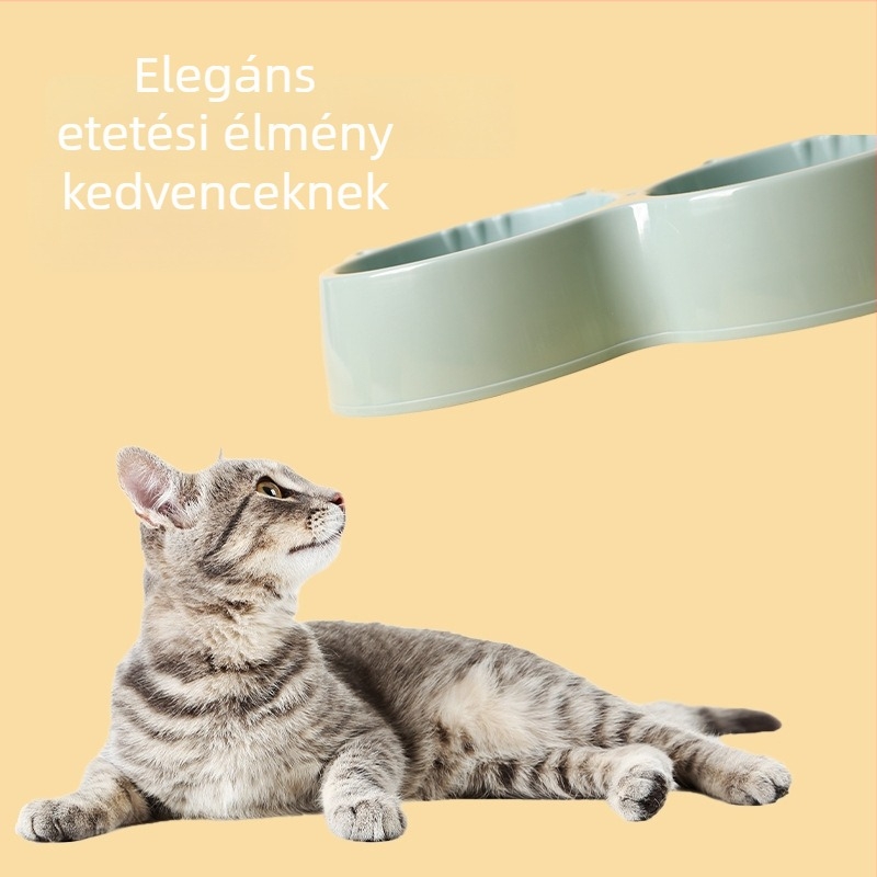 Kétoldalas műanyag tál kutyáknak és macskáknak, megdőlés elleni, etetőedény