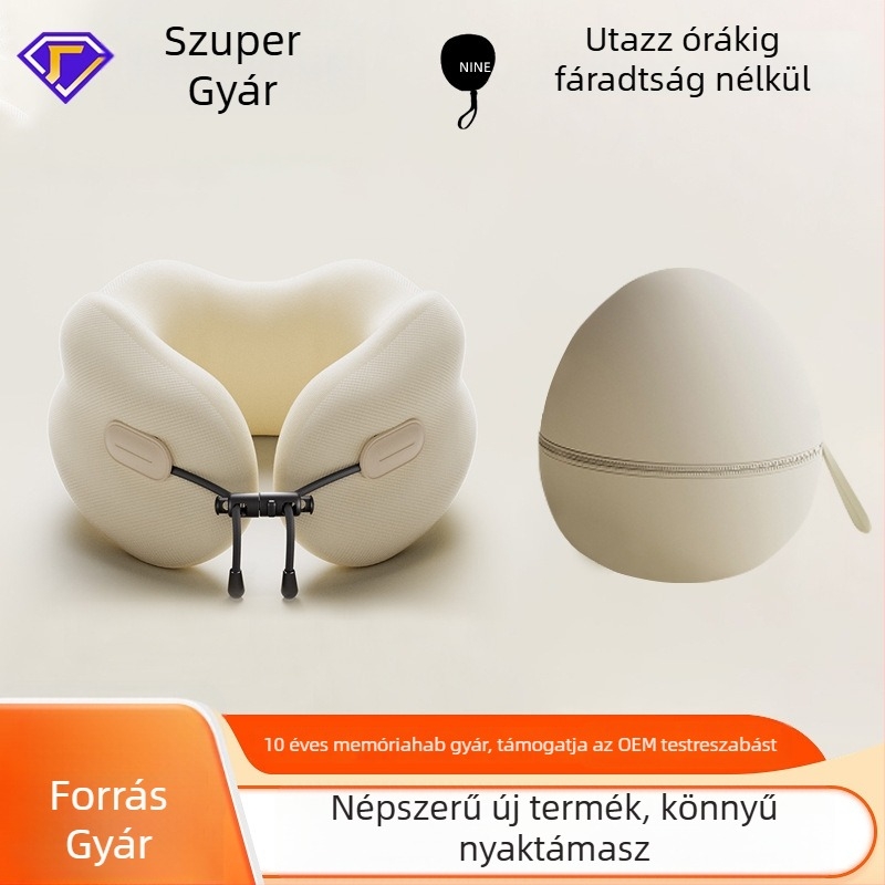 Memóriahabos nyakpárna, hordozható U-formájú utazópárna és pihenőpárna, nyaki gerinc-támogatás