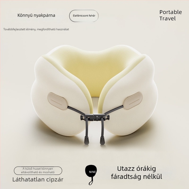 Memóriahabos nyakpárna, hordozható U-formájú utazópárna és pihenőpárna, nyaki gerinc-támogatás